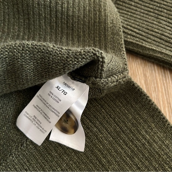 GAP Khaki Green 24/7 Split-Hem Cotton Oversized Cardigan Sweater - Picture 5 of 6